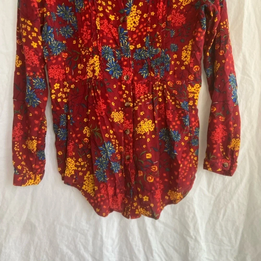Anthropologie Maeve Floral Pintuck Boho Blouse Size Small - Picture 9 of 15